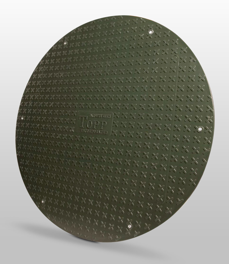 Non-skid fiberglass septic riser covers